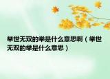 舉世無(wú)雙的舉是什么意思?。ㄅe世無(wú)雙的舉是什么意思）
