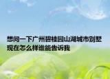 想問一下廣州碧桂園山湖城市別墅現(xiàn)在怎么樣誰能告訴我