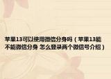 蘋果13可以使用微信分身嗎（蘋果13能不能微信分身 怎么登錄兩個微信號介紹）