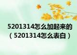 5201314怎么加起來的（5201314怎么表白）