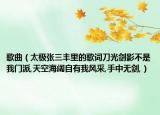 歌曲（太極張三豐里的歌詞刀光劍影不是我門派,天空海闊自有我風采,手中無劍,）
