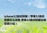 iphone12自動(dòng)鎖屏（蘋果12自動(dòng)鎖屏怎么設(shè)置 蘋果12自動(dòng)鎖屏在哪里調(diào)介紹）