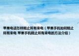 蘋果電話怎樣阻止所有來電（蘋果手機(jī)如何阻止所有來電 蘋果手機(jī)阻止所有來電的方法介紹）