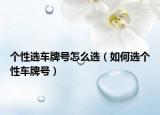 個(gè)性選車牌號(hào)怎么選（如何選個(gè)性車牌號(hào)）