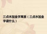 三點水加金字寓意（三點水加金字讀什么）