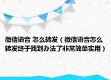 微信語(yǔ)音 怎么轉(zhuǎn)發(fā)（微信語(yǔ)音怎么轉(zhuǎn)發(fā)終于找到辦法了非常簡(jiǎn)單實(shí)用）