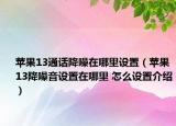 蘋果13通話降噪在哪里設(shè)置（蘋果13降噪音設(shè)置在哪里 怎么設(shè)置介紹）