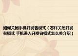 如何關(guān)閉手機(jī)開發(fā)者模式（怎樣關(guān)閉開發(fā)者模式 手機(jī)進(jìn)入開發(fā)者模式怎么關(guān)介紹）
