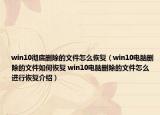 win10徹底刪除的文件怎么恢復(fù)（win10電腦刪除的文件如何恢復(fù) win10電腦刪除的文件怎么進行恢復(fù)介紹）
