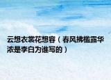 云想衣裳花想容（春風(fēng)拂檻露華濃是李白為誰寫的）