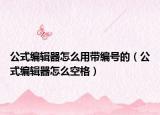 公式編輯器怎么用帶編號的（公式編輯器怎么空格）