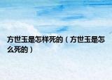 方世玉是怎樣死的（方世玉是怎么死的）