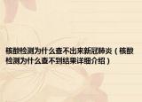 核酸檢測為什么查不出來新冠肺炎（核酸檢測為什么查不到結(jié)果詳細(xì)介紹）