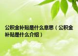 公積金補貼是什么意思（公積金補貼是什么介紹）