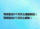 駕照暫扣6個月怎么提前取回（駕照暫扣6個月怎么解除）