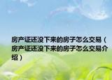 房產(chǎn)證還沒下來的房子怎么交易（房產(chǎn)證還沒下來的房子怎么交易介紹）