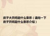 房子大開(kāi)間是什么意思（請(qǐng)問(wèn)一下房子開(kāi)間是什么意思介紹）