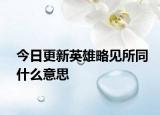 今日更新英雄略見所同什么意思