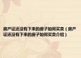 房產(chǎn)證還沒(méi)有下來(lái)的房子如何買賣（房產(chǎn)證還沒(méi)有下來(lái)的房子如何買賣介紹）