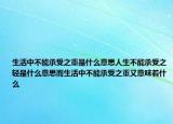 生活中不能承受之重是什么意思人生不能承受之輕是什么意思而生活中不能承受之重又意味著什么