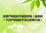 沒有產(chǎn)權(quán)的房子能買賣嗎（誰來講一下沒產(chǎn)權(quán)的房子可以賣嗎介紹）