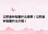 公積金補貼是什么意思（公積金補貼是什么介紹）