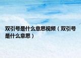 雙引號(hào)是什么意思視頻（雙引號(hào)是什么意思）