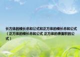 長方體的棱長總和公式和正方體的棱長總和公式（正方體的棱長總和公式 正方體的表面積的公式）