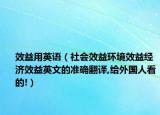 效益用英語（社會(huì)效益環(huán)境效益經(jīng)濟(jì)效益英文的準(zhǔn)確翻譯,給外國人看的!）