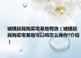 城鎮(zhèn)居民購買宅基地有效（城鎮(zhèn)居民購買宅基地可以嗎怎么操作?介紹）