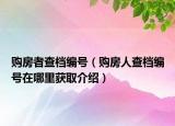 購(gòu)房者查檔編號(hào)（購(gòu)房人查檔編號(hào)在哪里獲取介紹）