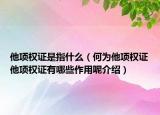 他項權證是指什么（何為他項權證他項權證有哪些作用呢介紹）