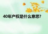 40年產(chǎn)權(quán)是什么意思?