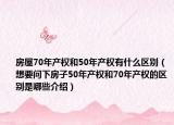 房屋70年產(chǎn)權(quán)和50年產(chǎn)權(quán)有什么區(qū)別（想要問下房子50年產(chǎn)權(quán)和70年產(chǎn)權(quán)的區(qū)別是哪些介紹）