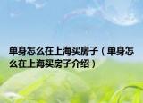 單身怎么在上海買房子（單身怎么在上海買房子介紹）