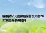 皖惠保66元的保險保什么大病2022皖惠保參保時間