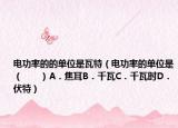 電功率的的單位是瓦特（電功率的單位是（　?。〢．焦耳B．千瓦C．千瓦時(shí)D．伏特）