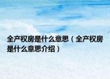 全產(chǎn)權(quán)房是什么意思（全產(chǎn)權(quán)房是什么意思介紹）