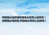 種樹者必培其根種德者必養(yǎng)其心的意思（種樹者必培其根,種德者必養(yǎng)其心的意思）