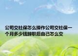 公司交社保怎么操作公司交社保一個(gè)月多少錢辭職后自己怎么交
