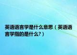英語語言學(xué)是什么意思（英語語言學(xué)指的是什么?）