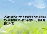 父母的財產(chǎn)過戶給子女需要多少錢新房成交大幅下降至363套二手房轉(zhuǎn)讓小幅上升至1274套