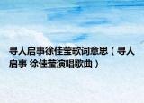 尋人啟事徐佳瑩歌詞意思（尋人啟事 徐佳瑩演唱歌曲）