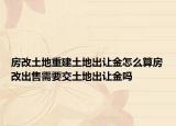 房改土地重建土地出讓金怎么算房改出售需要交土地出讓金嗎