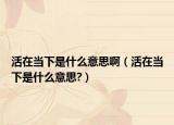 活在當下是什么意思?。ɑ钤诋斚率鞘裁匆馑?）