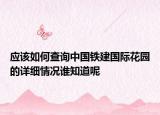 應該如何查詢中國鐵建國際花園的詳細情況誰知道呢