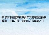 泉爾天下別墅產(chǎn)權(quán)多少年了濱海新區(qū)的保障房‘共有產(chǎn)權(quán)’買80%產(chǎn)權(quán)就能入住