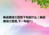 熟讀唐詩(shī)三百首下句是什么（熟讀唐詩(shī)三百首,下一句是?）
