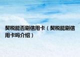 契稅能否刷信用卡（契稅能刷信用卡嗎介紹）