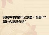 買房0利息是什么意思（買房0**是什么意思介紹）
